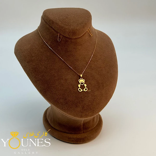 آویز تدی و قلب طلا لیزری